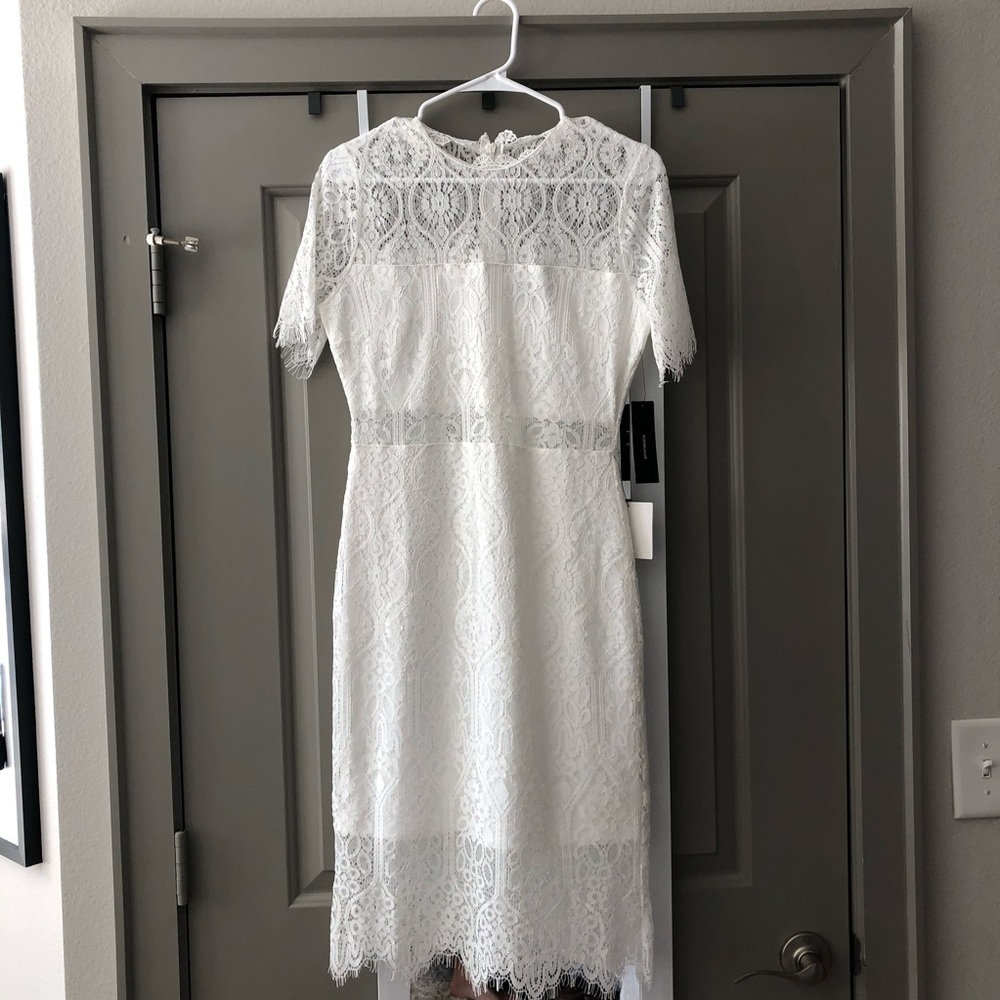 Lulu’s white midi lace dress